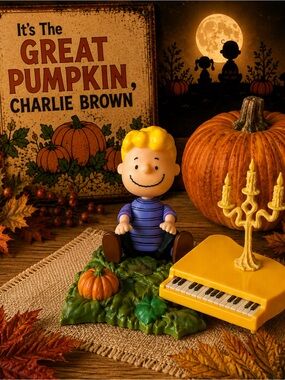 2002 Peanuts Schroeder Great Pumpkin Piano Figurine Set